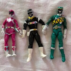 Power Ranger Figures Pink, Black & Green Trio Action Figures Toys